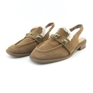 Chelsea & Violet Lundin Suede Slingback Flats Faux Fur Size 7 New